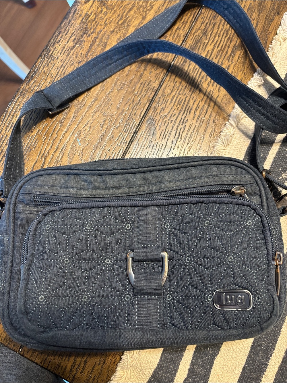 lug Quilted Crossbody Bag in Navy